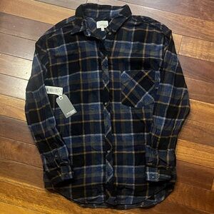 New with tags Wilfred Free Blue Flannel Daphne Blouse Shirt Small